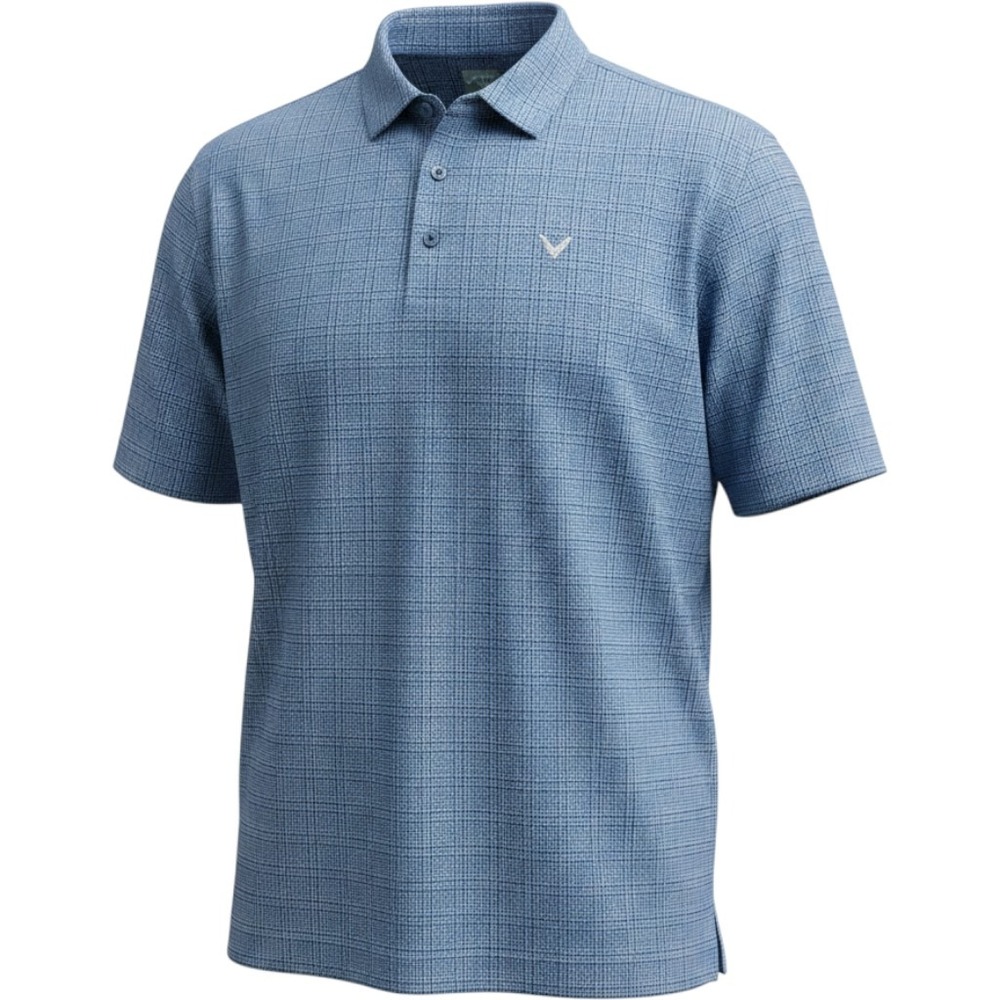Callaway Mens Opti-Dri Golf Polo Shirt Blue Plaid Short Sleeve XL CGKS90B2